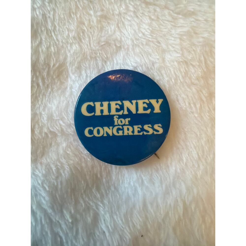Vintage Cheney for Congress Political Campaign Pinback Button Blue White